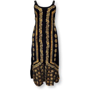Imagem de Vestido Longo Indiano Alça viscose Batik Com bordado P94 - Sarat Moda 