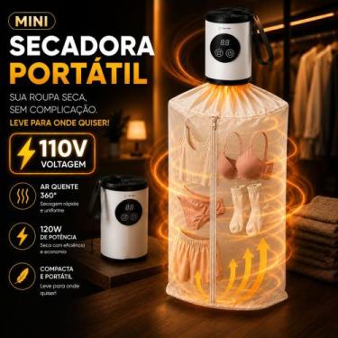 Imagem de Mini Secadora de Roupas Portátil Compacta 110V 120W com Ar Quente e Pa