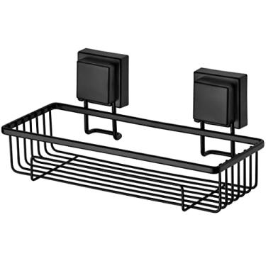 Imagem de Suporte Porta Shampoo Prateleira Ventosa Parede Banheiro Preto Fosco - 8050PT Future