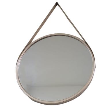 Imagem de Espelho Redondo Alça de Couro Adnet Bronze 43cm