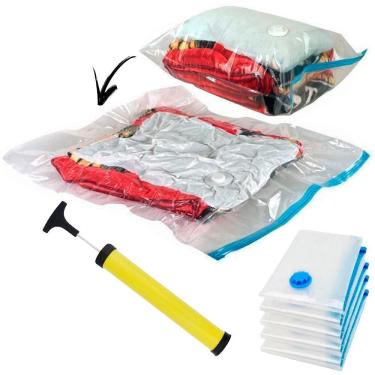 Imagem de Saco à Vácuo Guardar Roupas 60x80 CM Kit 5 Peças + Bomba Sucção WESTERN