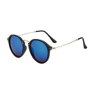 Imagem de Sunglasses Women/Men Vintage Round Sun Glasses Sunglass lentes de sol hombre/mujer UV400,02,Black Blue,china