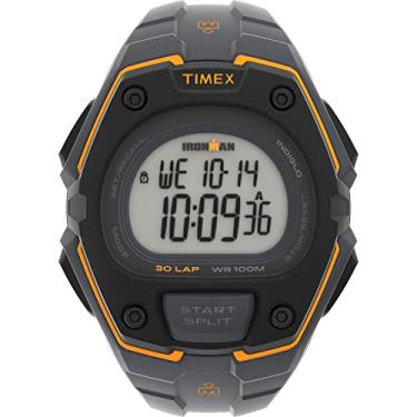 Imagem de Timex Relógio masculino Ironman Classic 30 extragrande de 45 mm, Cinza/laranja, Cronógrafo