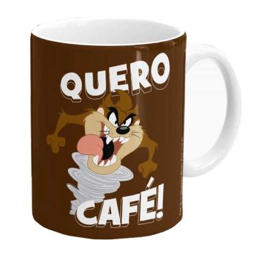 Imagem de Caneca Porcelana Looney Tunes - Presente Oficial 330ml Taz Quero café