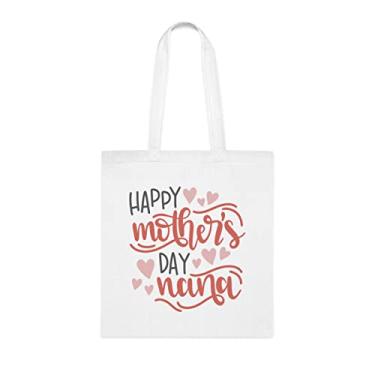 Imagem de Sacola divertida Happy Mother's Day (Feliz dia das mães bolsa de ombro para mãe, bolsas reutilizáveis para mães, presente para mãe da filha favorita, filho e filhos, Branco