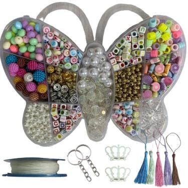 Imagem de Kit Miçangas Infantil Coloridas P/Montar Pulseiras-1080 Pçs
