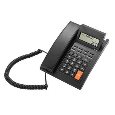 Imagem de Kiboule Telefone com fio Mesa Telefone fixo Suporte fixo na parede Suporte fixo para rediscagem em mãos-livres Controle de do toque de discagem rápida com LCD retroiluminado de 16 dígitos para Hotel