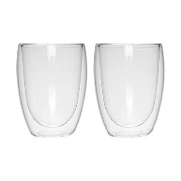 Imagem de Mimo Style Par de Copos Para Café Parede Dupla Sem Alça, Material Vidro Borossilicato, Capacidade de 300 ml, Resistente, Suporta Altas e Baixas Temperaturas