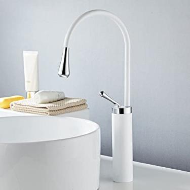 Imagem de Torneira de bacia de alavanca única 360 rotação bico misturador de bronze torneira para cozinha ou banheiro bacia de água misturador escova de ouro, branco cromado, alto, China