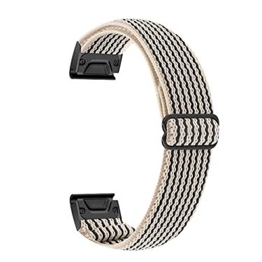 Imagem de Pulseiras elásticas de nylon ajustáveis compatíveis com Garmin Fenix 5/Fenix 5plus/Fenix 6/Fenix 6pro/Forerunner 935, 22 mm de largura respirável pulseira de substituição para Forerunner 945/Approach s60 (listras pretas)