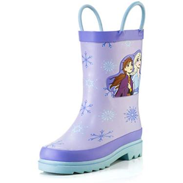 Imagem de Disney Frozen 2 Girls Anna and Elsa Purple Rubber Easy-On Rain Boots - Size 3 Little Kid