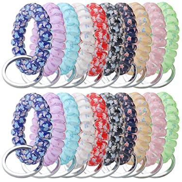 Imagem de YAKA 20 peças Chaveiro de plástico preto elástico mola espiral bobina espiral para escritório, oficina, shopping center, sauna e atividades ao ar livre lugar, 5