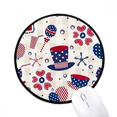 Imagem de DIYthinker USA Hat Drink Love Heart Firework Festival Mouse Pad Desktop Office Tapete Redondo para Computador