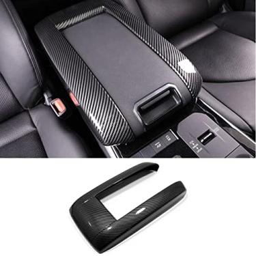 Imagem de Xodouhi Capa de caixa de apoio de braço colorida de fibra de carbono para interior do console central do carro, acessórios automotivos para Toyota Highlander 2020 2021 2022
