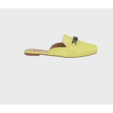 Imagem de Sandália Mule Amarelo Limão com Detalhe Corrente Super Confortável