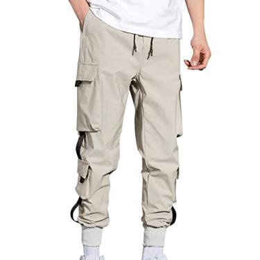 Imagem de Calças largas plus Harlem tamanho Harlem calças cargo calças masculinas casuais calças masculinas calças muitos bolsos calças, Caqui, G