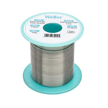 Imagem de Weller Fio de solda WSW SCN M1 (T0051404699), Diâmetro: 1,0 mm / 0,039 polegadas, Peso: 100 g / 3,527 onças, Liga Sn99.3Cu0.6Ni0.05, Teor de fluxo 3,5%