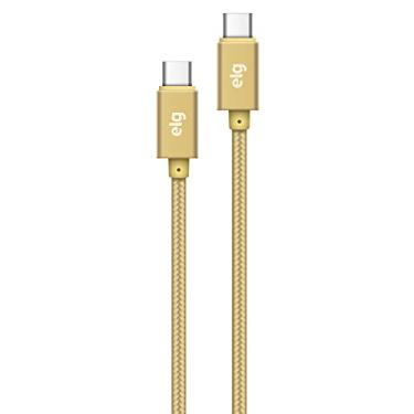 Imagem de Cabo USB Tipo-C para Tipo-C, 1 Metro, Reforçado em Nylon, 3A, 15W, Conector Metálico, Dourado, TC2TCBG, ELG