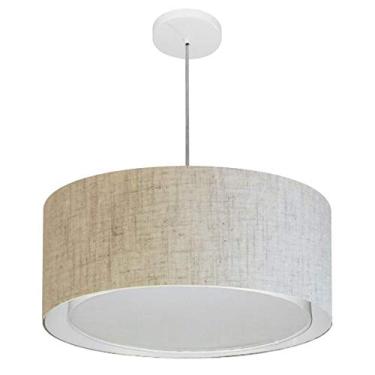 Imagem de Lustre Pendente Cilíndrico Duplo Cúpula Tecido 25/50x40 cm, Vivare Iluminação, Pendente4294 RST, Rustico Bege, Médio