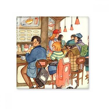 Imagem de Miaoji Pintura gato restaurante captura rato, azulejo de cerâmica brilhante decalque de tijolos esmaltados