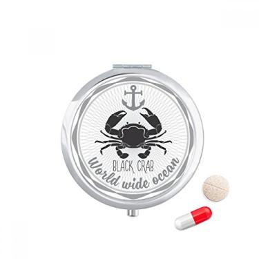 Imagem de Estojo de comprimidos com desenho de caranguejo, padrão de organismo marinho, caixa de armazenamento de medicamentos, dispensador de recipiente