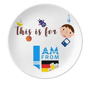 Imagem de Prato de porcelana I Am From Germany para jantar redondo menino homem