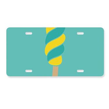 Imagem de DIYthinker Placa de licença de sorvete doce verde amarelo para decoração de carro, acessório de aço inoxidável
