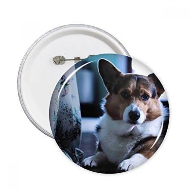 Imagem de Corgi Dog Pet Animal Lonely Imagem Pinos Redondos Emblema Emblema Acessório Decoração 5 peças