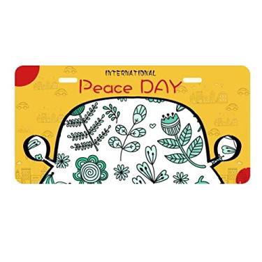 Imagem de DIYthinker Flores verdes folhas desenhando plantas placa placa etiqueta decoração carro dia da paz