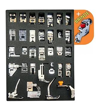 Imagem de Kit Calcadores Costura Máquina Doméstica 32 Itens + Haste