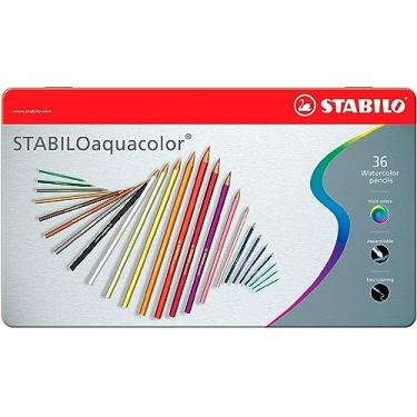 Imagem de Lápis de Cor Aquarelável – STABILO Aquacolor – Estojo metálico com 36 unidades – Em 36 cores