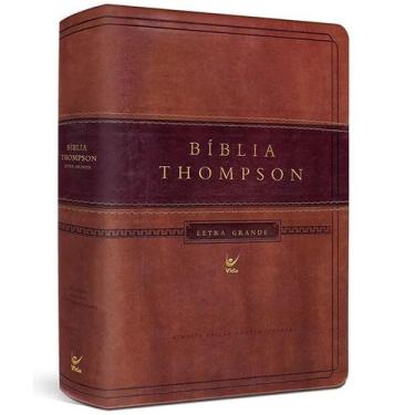 Imagem de Bíblia De Estudo Thompson | Aec Letra Grande | Marrom Claro E Escuro -