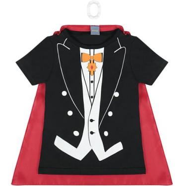 Imagem de Camiseta Infantil Manga Curta Dracula Com Capa E Dentadura Preto- Yeap