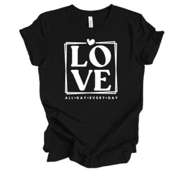 Imagem de Camiseta unissex com estampa Christian Valentine Love All Day Every Day Faith Bible Verse, Preto, 5G
