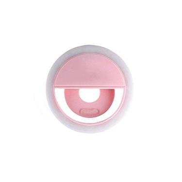 Imagem de Ring Light Selfie Luz de Led 8cm para Celular e Dispositivos Móveis (Rosa)