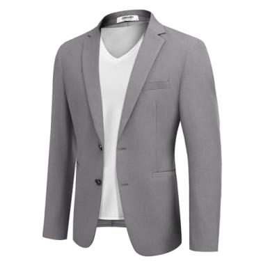 Imagem de COOFANDY Jaqueta masculina casual esportiva slim fit leve blazer com dois botões, Cinza claro, X-Large