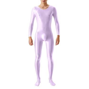 Imagem de Bodystocking masculino lingerie sexy malha bodysuit anexado meias collants babydoll roupa interior Roupa de dormir desatado Camisola Bata Trajes Urso de para sem alta C52-Roxo X-Large