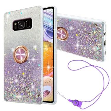 Imagem de Nouxwerx Capa para Samsung Galaxy S8 Plus, capa de telefone para Galaxy S8Plus feminina, com glitter, fofo, luxuoso, macio, de silicone, transparente, com suporte, à prova de choque, capa de proteção