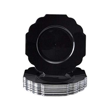 Imagem de Silver Spoons Pratos de jantar descartáveis | Coleção barroco, lateral, preto