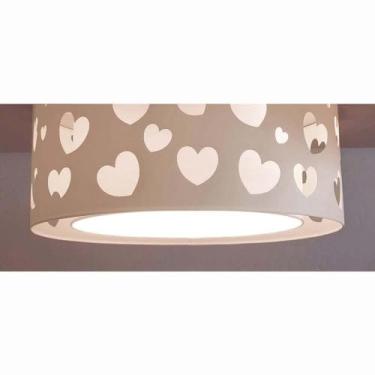 Imagem de LUSTRE INFANTIL PENDENTE CORAÇÕES DUPLO - BRANCO 50X16