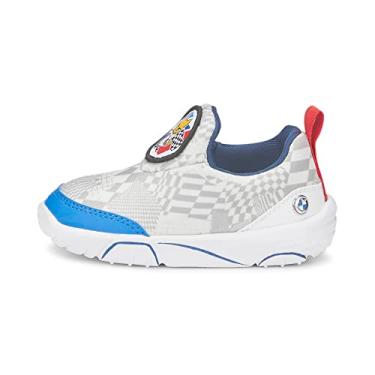 Imagem de PUMA Tênis unissex infantil BMW M Motorsport Bao Kart, Branco - Pro - azul - pop vermelho, 1 Little Kid
