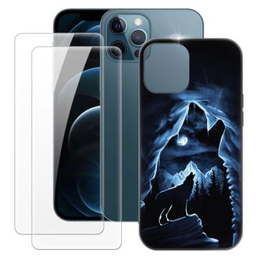 Imagem de MILEGOO Capa para iPhone 12 6,7 + 2 peças protetoras de tela de vidro temperado, capa ultrafina de silicone TPU macio para iPhone 12 Pro Max (6,7 polegadas)