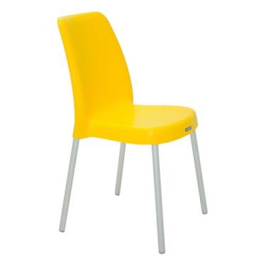 Imagem de Cadeira Tramontina Vanda Amarela Em Polipropileno Com Pernas Em Alumín