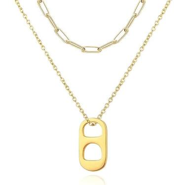 Imagem de tenghong2021 Colar moderno com aba de refrigerante, colar exclusivo com tampa de garrafa, corrente de contas, presentes punk para mulheres, meninas e adolescentes, Zinco, Âmbar