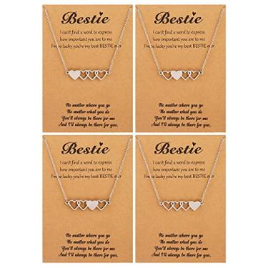 Imagem de Colares de melhor amigo para 2/3/4/5 colar de irmã para meninas presentes de amizade colares combinando coração colar bff presentes para amigas irmãs, Cobre, outro