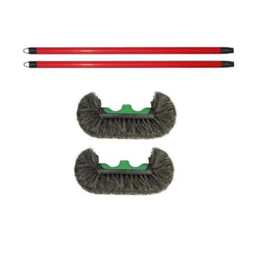 Imagem de 2 Unidades Vassoura De Pelo Natural Macia Crina Bola Bolota Pisos Delicados 33cm Com Cabo
