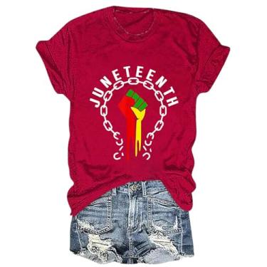 Imagem de Juneteenth Camiseta feminina Black History Emancipation Day Shirt 1865 Celebrate Freedom Tops Graphic Summer Casual, A1l-vermelho, XXG