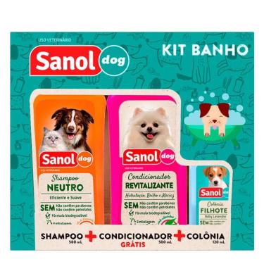 Imagem de KIT SANOL DOG (SHAMPOO NEUTRO 500ML + CONDICIONADOR REVITALIZANTE 500ML + COLONIA 120ML) &#039 