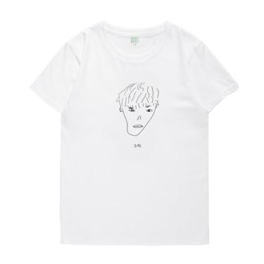 Imagem de Camiseta JIN Su-ga V Jimin Jungkook J-Hope RAPMONSTER estampada moderna para fãs algodão gola redonda manga curta, Jimin branco, M