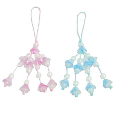 Imagem de AGEN KGEN Berloques de telefone com flores fofas pulseiras de cristal lírio do vale pingentes de cristal para celular acessórios de capa de telefone para mulheres, One Size, Cristal, Cristal